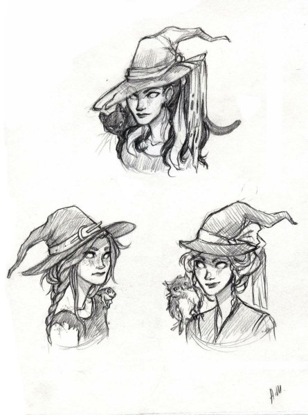 Силуэт молодой ведьмы с тыквой