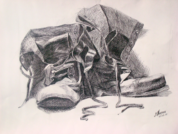 Натюрморт с обувью карандашом