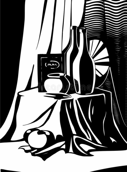 Стилизация натюрморта черно белая