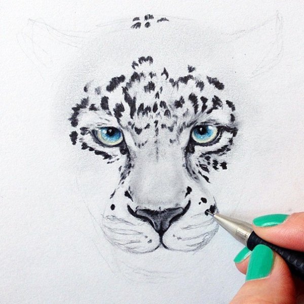 Милый леопард тату карандаш