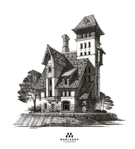 Фасады домов в графике