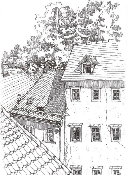 Зарисовки домов ручкой