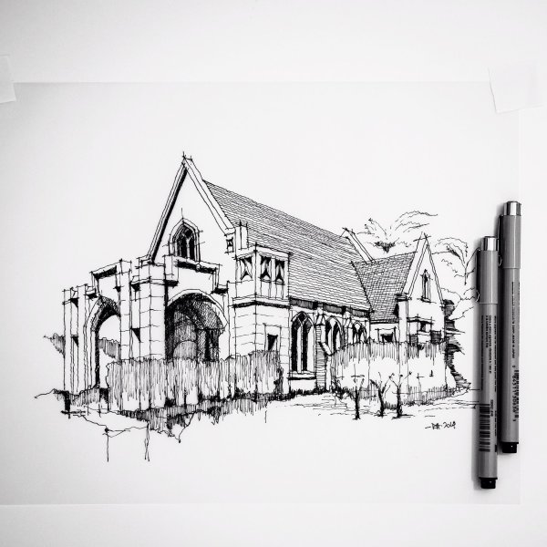 Архитектурные зарисовки линером
