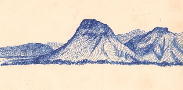 Пейзаж горы ручкой