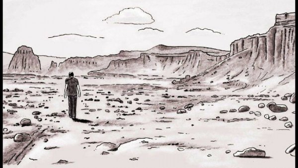 Пустыня рисунок карандашом