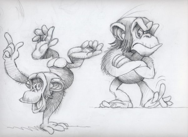 Обезьяна карандашом