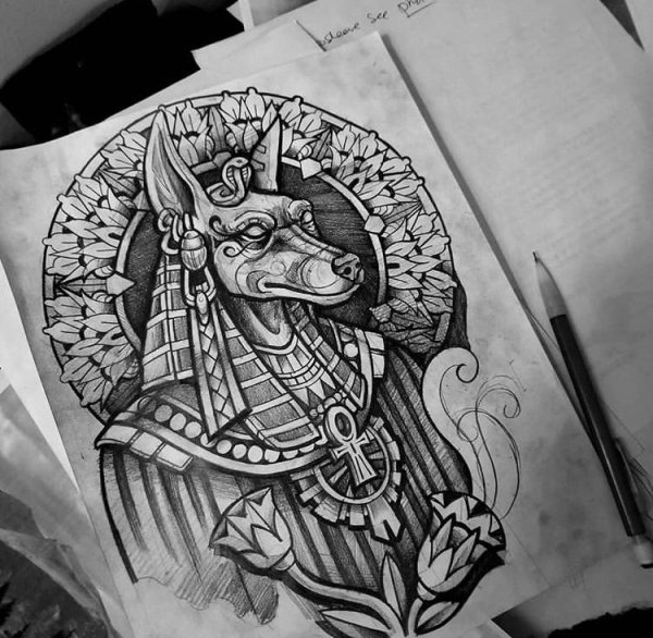 Анубис тату эскизы рукав