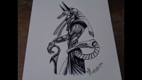 Эскиз Анубис змея не сложная