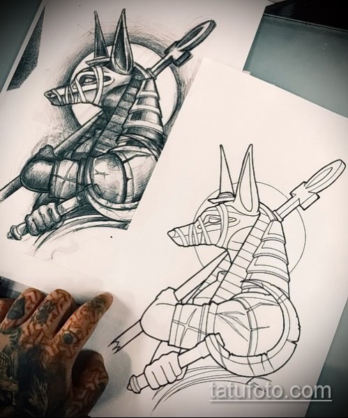 Анубис тату эскизы на ноге