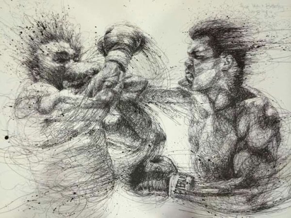 Майк Тайсон рисунок карандашом