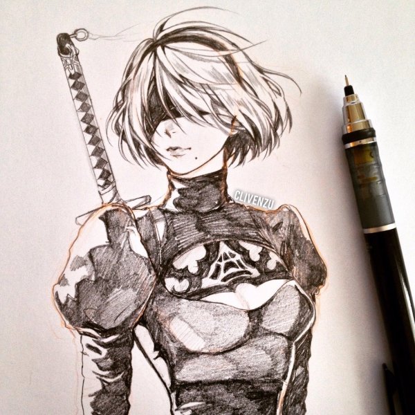 2b NIER Automata скетч