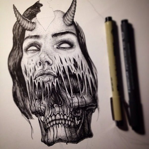 Страшные рисунки ручкой