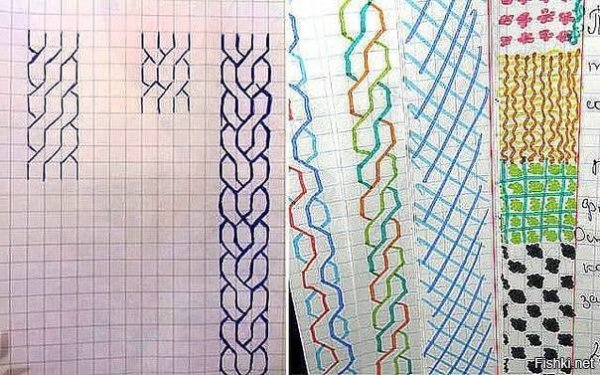 Косичка на листе в клеточку