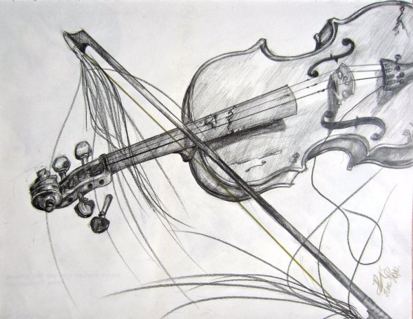 Девушка со скрипкой рисунок
