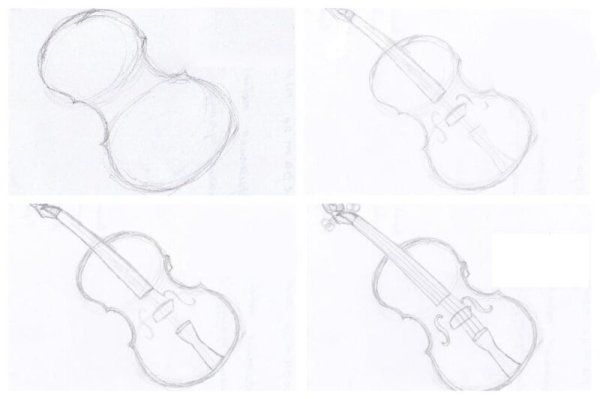 Виола скрипка рисунок карандашом
