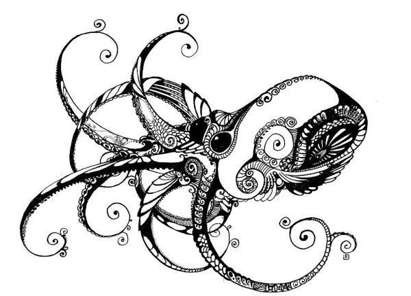 Осьминог тату эскиз