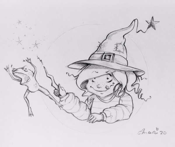 Рисунки для срисовки ведьмочка