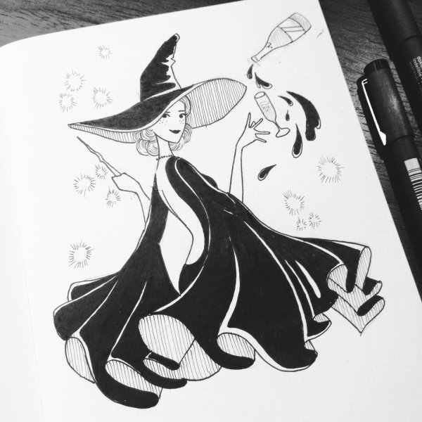Ведьма скетчбук инктобер