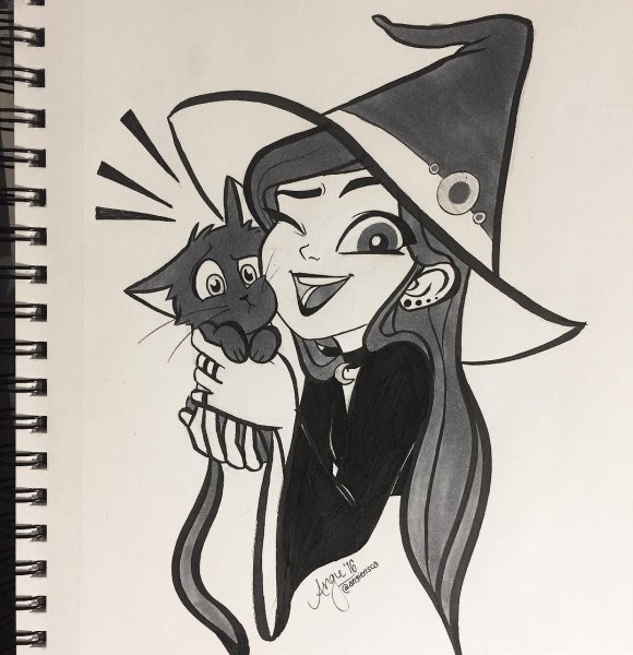 Рисунки для срисовки ведьмы