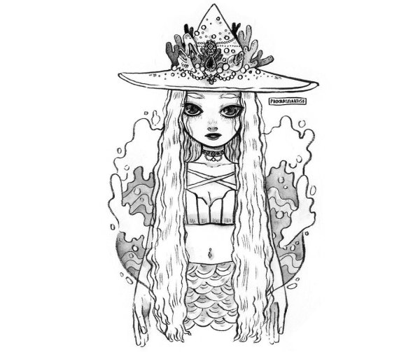 Ведьма арт раскраска