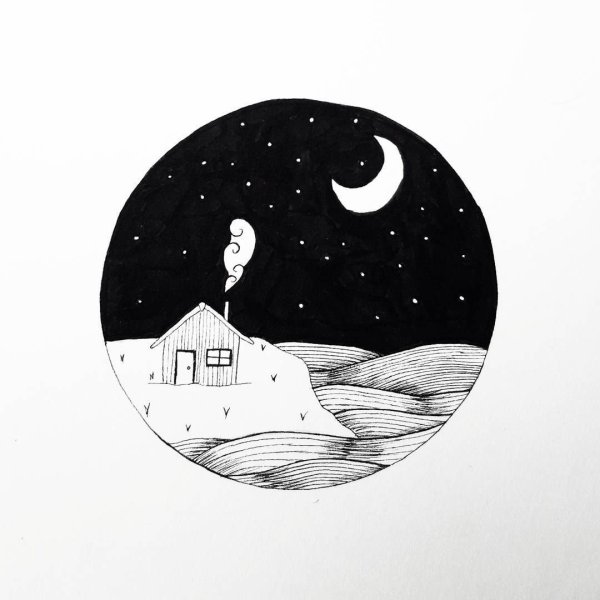 Луна черной ручкой