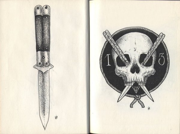 Тату нож бабочка