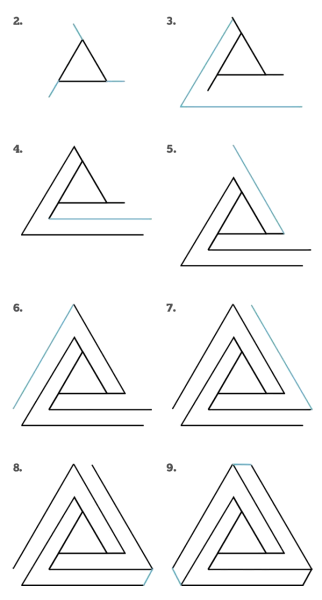 Как нарисовать невозможный треугольник поэтапно