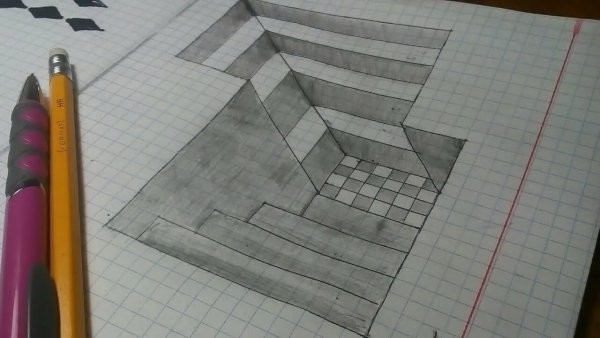 Объёмные рисунки по клеточкам