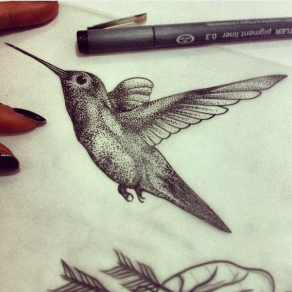 Колибри черной ручкой