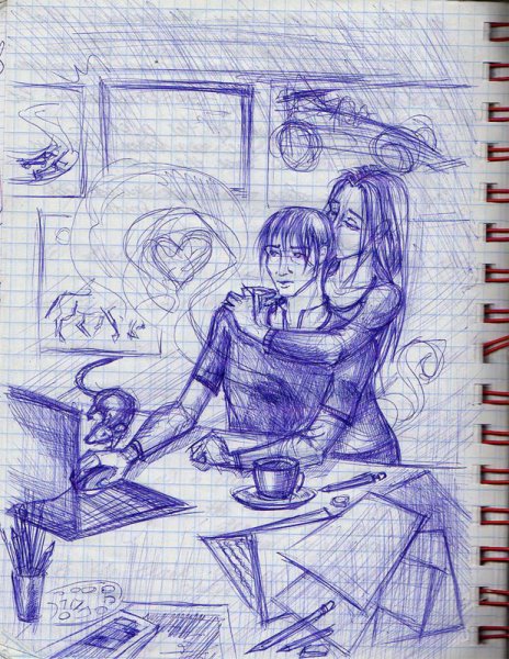 Зарисовки ручкой в тетради