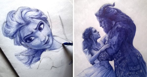 Шедевры нарисованные шариковой ручкой