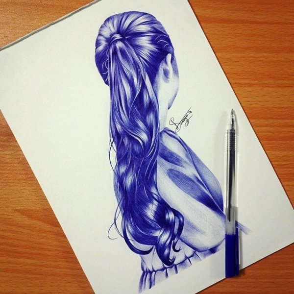 Волосы ручкой