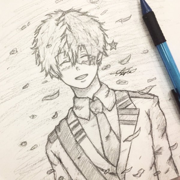 Тодороки скетч ручкой