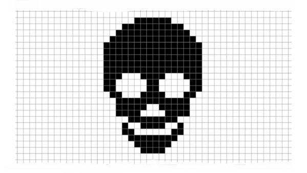 Череп по клеточкам в тетради