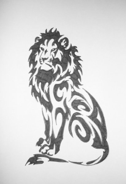Лев черной ручкой