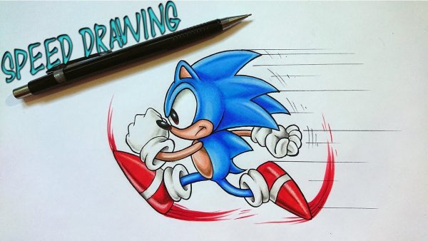 Рисунки Соника маркерами