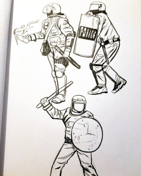 Портрет полицейского карандашом