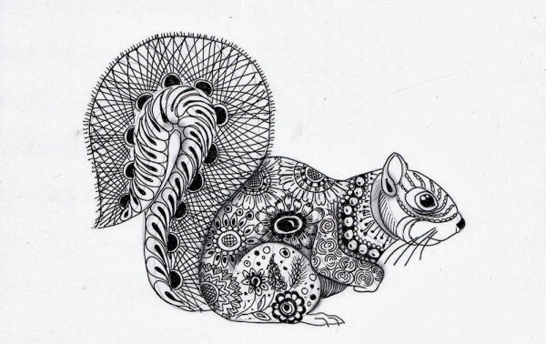 Графика тушью животные