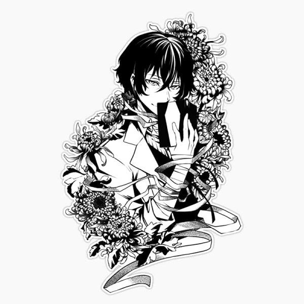 Наклейки аниме черно белые