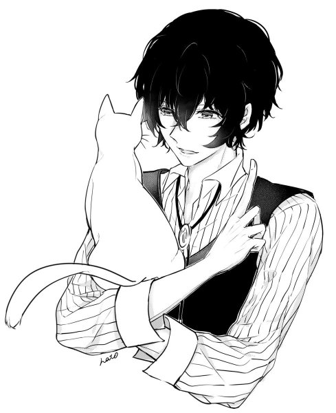 Дадзай Осаму черно белый