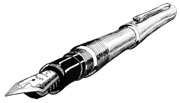 Перьевая ручка сбоку контур
