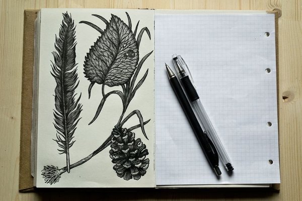 Листья гелевой ручкой