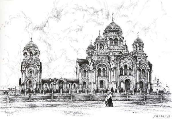 Казанский кафедральный собор Иркутск рисунок