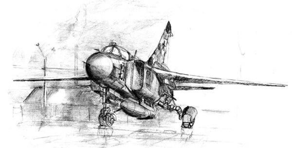 Самолет картина карандашом