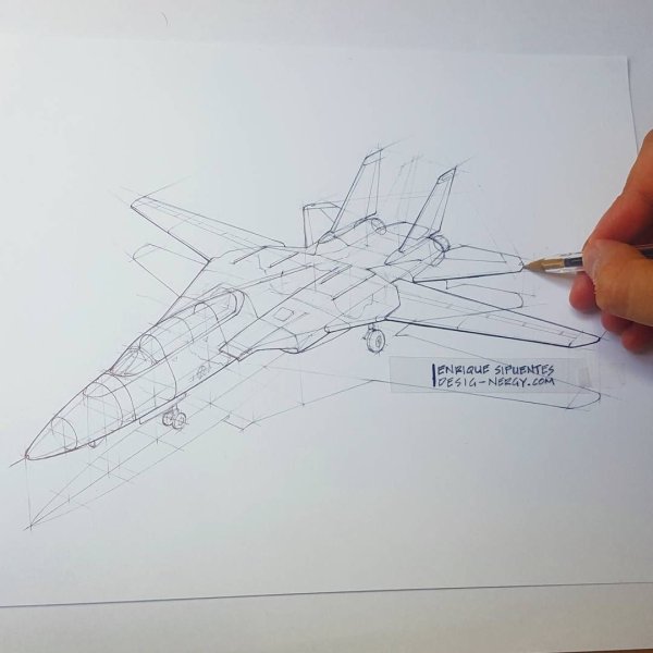 Рисунок самолет набросок