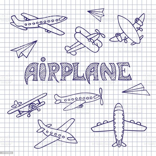 Рисунки ручкой в тетради самолетик