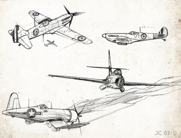 Военный самолет набросок