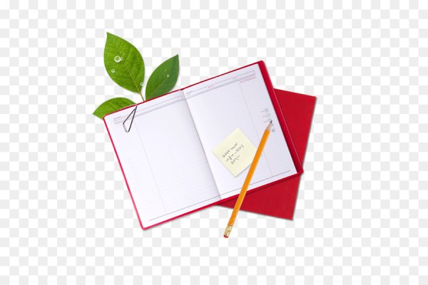 Блокнот с ручкой на прозрачном фоне