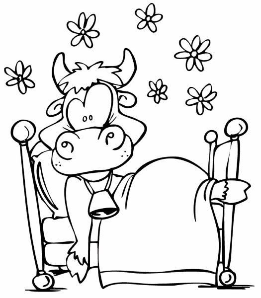 Раскраска корова цветы