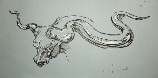Зарисовки лежачего быка
